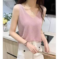 批发2025春<b class='q'>夏季</b>新款亮舒适宽松冰丝吊带小背心女针织衫内搭外穿上衣