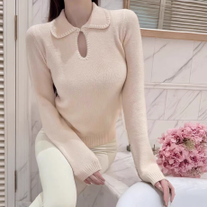 批发韩系小香风娃娃领毛衣女2026新款春季套头温柔气质针织打底衫