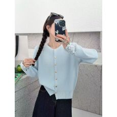 批发早春新款设计感圆领针织开衫韩版显瘦遮肉百搭<b class='q'>蕾丝</b><b class='q'>钩花</b>镂空<b class='q'>上衣</b>女