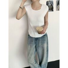 小众高级感方领减龄针织衫春夏新款气质修身显瘦百搭无袖上衣