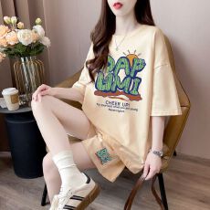 批发纯棉短袖短裤套装女士夏季宽松<b class='q'>大码</b>胖mm显瘦休闲<b class='q'>运动服</b>穿搭一整套