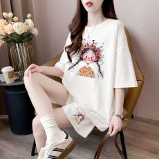 批发<b class='q'>大码</b>女装短袖短裤套装女纯棉春夏新款宽松休闲<b class='q'>运动服</b>穿搭一整套