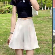 批发冰丝西装<b class='q'>短裤</b>女款夏季新款高腰a字阔腿垂感凉凉裤薄款五分裤