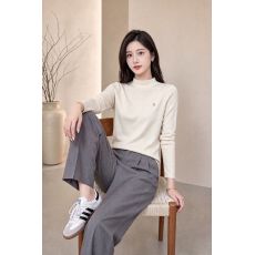 批发韩版优雅轻熟风半<b class='q'>高领</b>长袖T恤衫磨毛高级感修身<b class='q'>打底衫</b>