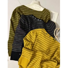 批发<b class='q'>春</b>秋新款气质斜领露肩针织衫女纽扣装饰毛衣长袖打底衫