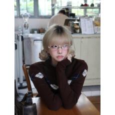 批发LelvmeDvCial格纹设计长袖开衫披肩针织衫女套装毛衣外套秋<b class='q'>冬</b>上衣