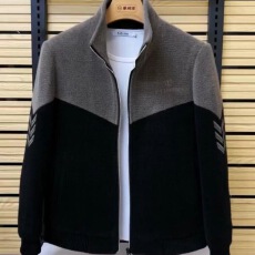 2025秋冬款男士高端拼色时尚外套立领拼接休闲加厚保暖大码上衣潮