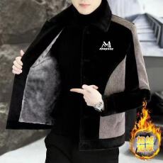 批发高档男士毛呢大衣加绒加厚<b class='q'>冬</b>季潮流水貂绒夹克男翻领保暖呢子外套