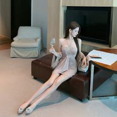 批发纯欲风套装蕾丝拼接披肩外套上衣<b class='q'>女</b>夏季挂脖抹胸<b class='q'>连衣裙</b>短裙两件套