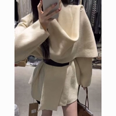 批发韩系秋冬气质新款慵懒松弛宽松<b class='q'>针织</b><b class='q'>开衫</b>披肩设计短外套毛衣外套潮