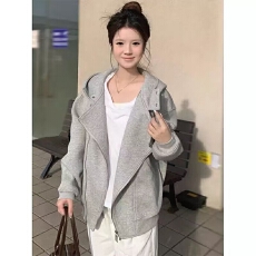 批发【华棉复合】美式灰色连帽双拉链卫衣外套<b class='q'>男</b>女春秋季2025新款宽松