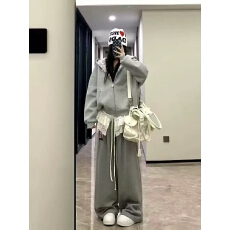 批发国潮牌灰色开<b class='q'>衫</b>连帽卫衣男女秋冬2025爆款美式复古<b class='q'>情侣</b><b class='q'>拉链</b>外套潮