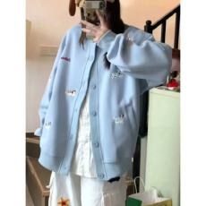 批发国潮复古可爱卡通小狗刺绣<b class='q'>开衫</b><b class='q'>卫衣</b>ins秋季慵懒风宽松棒球服外套