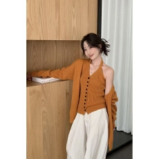 批发毛衣外套慵懒风宽松加厚2025秋装新款挂脖背心针织开衫高级感套装