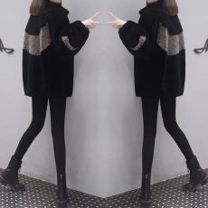 批发短款仿羊羔毛外套女2025年新款冬季加绒加厚大码宽松拼色大衣女潮