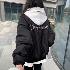 批发美式复古黑色飞行员夹克男女春秋季高街hiphop潮牌棒球服情侣外套