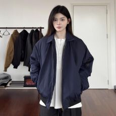 批发美式潮牌Cleanfit翻领飞行员小众夹克保暖男女bomber外套春秋款