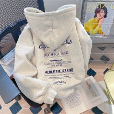 批发美式街头字母印花<b class='q'>休闲</b>卫衣女装潮牌复古加绒加厚情侣连帽上衣<b class='q'>外套</b>