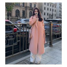 批发腰带毛呢大衣女反季高级感时尚新款双排扣设计秋冬毛呢外套<b class='q'>中长款</b>