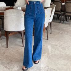 高个子春秋季新款牛仔阔腿裤女高腰垂感直筒裤宽松显瘦休闲裤美式