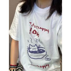 批发美式复古字母印花纯棉短袖T恤女夏季宽松上衣