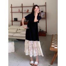 批发索罗那淑女风设计师款蕾丝镂空2025连衣<b class='q'>裙</b>女装宽松显瘦遮肉<b class='q'>裙</b>子