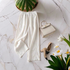 批发垂感棉麻阔腿裤女夏季新款宽松显瘦高腰<b class='q'>九分</b>裤薄款直筒休闲裤子