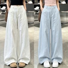 批发美式西装弯刀裤女<b class='q'>夏季</b>新款高腰百搭小个子松弛垂感哈伦休闲阔腿裤
