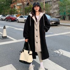 批发韩国chic2026秋冬新款长款连帽裙外套羊羔绒百搭宽松<b class='q'>时尚</b>外套ins