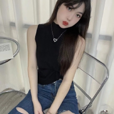 批发夏季气质内搭针织毛衣打底衫女半高领吊带背心短款上衣T外穿无袖