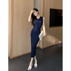 批发莱赛天丝纯欲中长包臀裙女夏季显瘦连衣裙