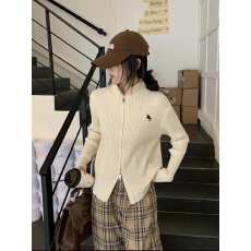 批发拉夫刺绣小马拉链羊绒开衫宽松百搭<b class='q'>针织</b>衫毛衣打底衫外套上衣女