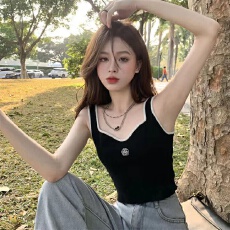 批发山茶花小香风针织吊带背心女西装内搭春夏外穿甜辣打底衫上衣