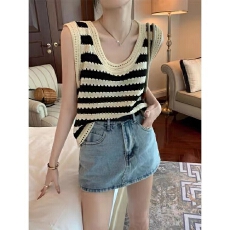 批发韩版条纹针织吊带小背心女夏季复古辣妹<b class='q'>宽松</b>显瘦外穿内搭上衣女
