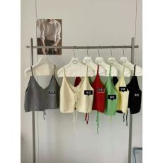 批发早秋新款设计感叠穿系带V领针织衫吊带女韩系ins外穿短款背心上衣