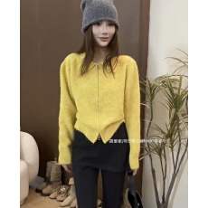 批发黄色翻领长袖毛衣<b class='q'>开衫</b>女2025新款秋冬季韩系穿搭超好看针织厚外套