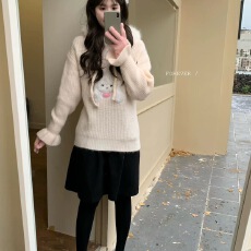 批发韩标可爱韩妹可爱小狗浪漫毛领保暖毛衣