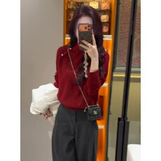 批发法式Polo领高级感气质毛衣<b class='q'>女</b>2025秋冬新款显瘦<b class='q'>打底衫</b>长袖针织上衣