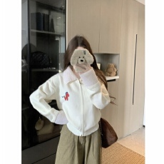 批发翻领长袖羊羔毛针织外套女冬季双拉链毛衣<b class='q'>开衫</b>温柔风上衣