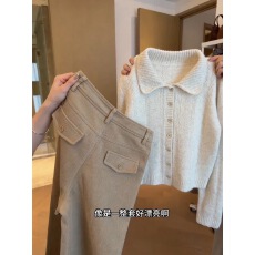 批发单排扣长袖针织<b class='q'>开衫</b>女秋冬季新款慵懒风宽松显瘦百搭翻领毛衣上衣