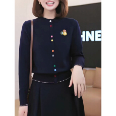 批发<b class='q'>圆领</b>彩扣轻奢风<b class='q'>针织</b><b class='q'>开衫</b>毛衣小外套洋气上衣