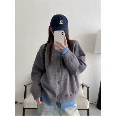 批发跨境美式复古高级感假两件针织上衣<b class='q'>男</b>女款潮流慵懒毛线衣<b class='q'>开衫</b>外套