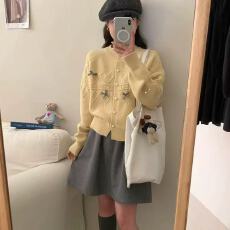 批发跨境速卖通蝴蝶结<b class='q'>毛衣</b>外套女秋冬新款宽松慵懒软糥百搭针织开衫