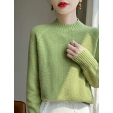 批发跨境外贸秋冬纯色羊绒衫女半高领加厚针织毛衣宽松时尚洋气<b class='q'>打底衫</b>