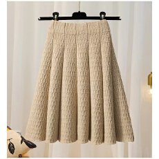 批发外贸亚马逊新款秋冬新A字高腰大摆针织裙时尚百搭<b class='q'>显瘦</b>优雅半身裙