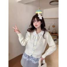 批发速卖通针织<b class='q'>开衫</b>甜美蝴蝶结蕾丝系带毛衣上衣女秋冬季宽松显瘦外套