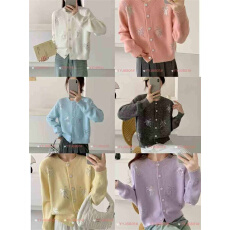 批发重工亮片立体绣花针织衫跨境外贸<b class='q'>欧洲</b>站秋冬季新款圆领开衫上衣