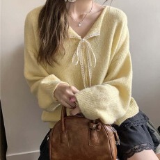 批发亚马逊Temu速卖通超火减龄宽松温柔风毛衣多巴胺长袖针织<b class='q'>开衫</b>女