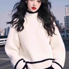 批发白色高领针织衫<b class='q'>女士</b>冬季新款跨境小众不撞款超级好看内搭保暖毛衣
