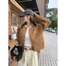 批发外贸韩系减龄麻花设计感小金扣上衣外套女春季软糯针织<b class='q'>毛衣</b>开衫